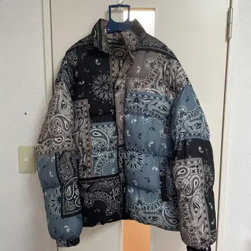 패치워크 디자인 패디드 블루종 L 사이즈