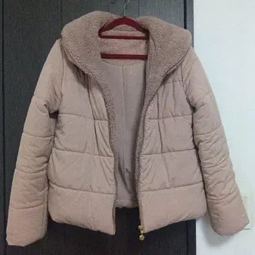 [ axes femme ] 핑크 베이지 보아 옷깃 퀼팅 자켓