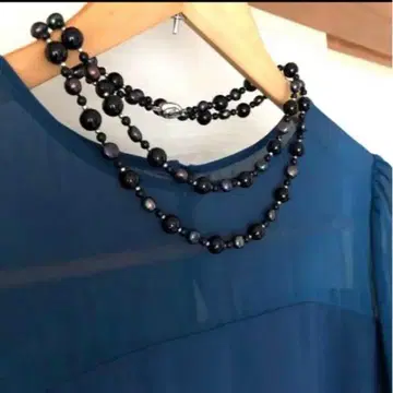 블랙 3단 비즈 목걸이