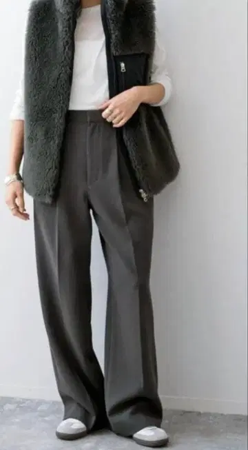 Spick and Span 더블 크로스 투 턱 팬츠 다크 그레이 36