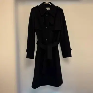 울 혼방 트렌치코트 블랙