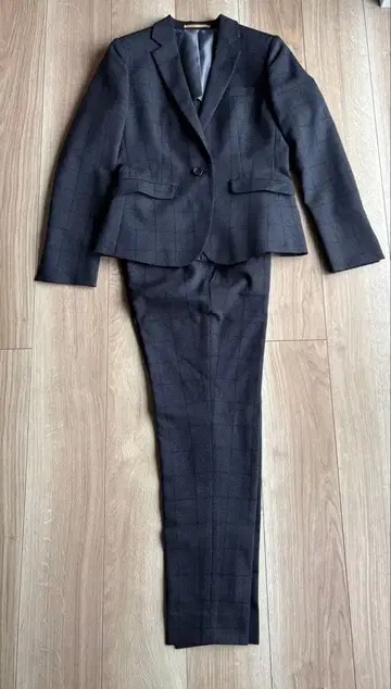 [ ORIHICA ] 그레이 체크 무늬 비즈니스 정장 상하의 세트