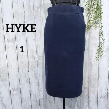 하이크 타이트 스커트 S 무릎 기장 실크 혼방 리브 니트 네이비