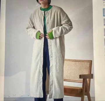 VACANCY 보아 절개 노카라 롱 코트