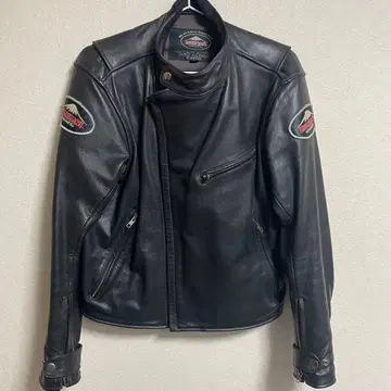 KUSHITANI 블랙 가죽 라이더 자켓 천연 가죽 블랙 BLACK