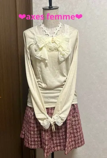 axes femme 리본 레이스 홀터 티셔츠 미사용 새상품 러블리 스타일