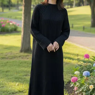 센스 오브 플레이스 보틀넥 니트 원피스 블랙 프리 사이즈