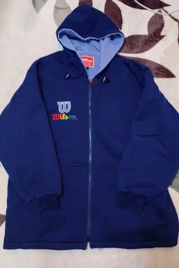 Wilson 후드 부착 집업 자켓 네이비 후드티