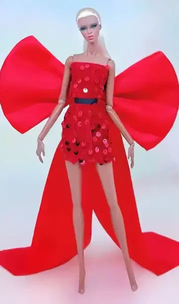 리본 포함 새빨간 드레스 리카짱 바비 인형용