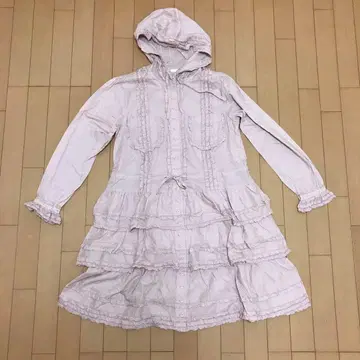 핑크하우스 후드 부착 피코 프릴 튜닉 원피스