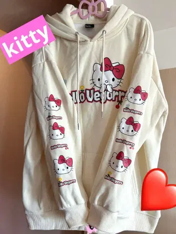 미사용 새상품 키티 후드티