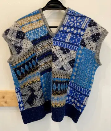 45R 짜임 패턴 패치워크 베스트