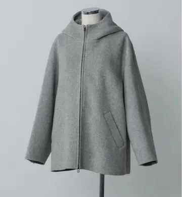 crewre 리버 후디드 미들 코트 light gray 2