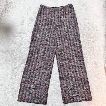 띠어리 트위드 센터 프레스 와이드 팬츠 사이즈 표시 0