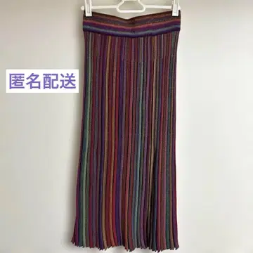 츠모리치사토 스페이스 다이드 도킹 니트 스커트 플리츠 [ 익명 배송 ]