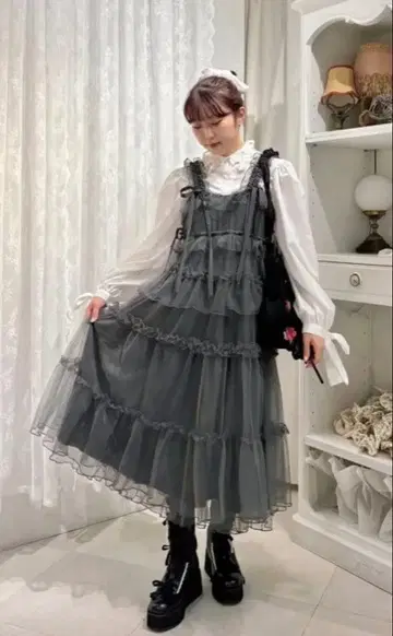 merry jenny 튤 드로스트 롱 원피스