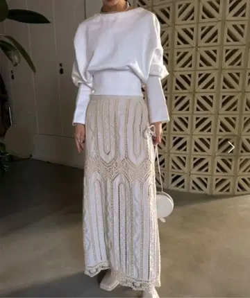 SUEDE EMBROIDERY LACE SKIRT AMERI