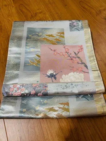 꽃무늬 후쿠로 오비 실크 터치