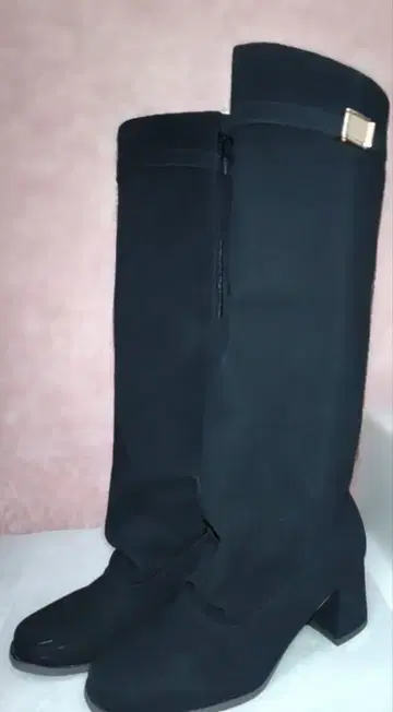 벨트 라운드 롱 부츠 블랙 M 사이즈