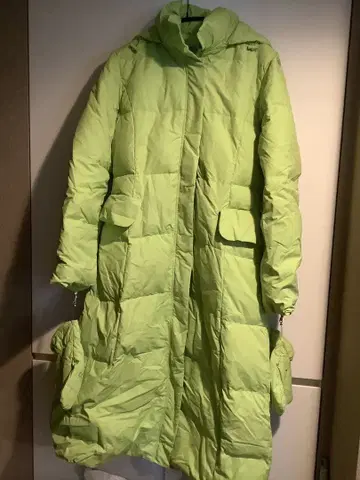 QQY 라이트 그린 롱 기장 다운 자켓