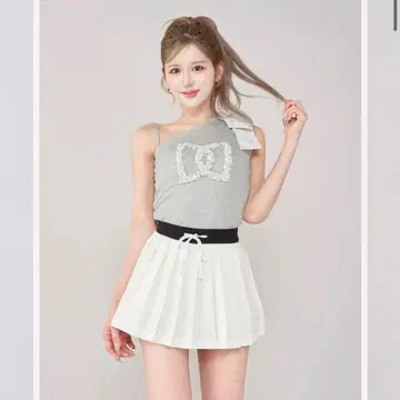 다리치 빅 리본 원숄더 상의 그레이 택 포함 새상품