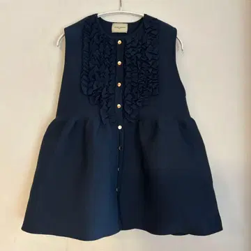 UNITED ARROWS 미니 프릴 니트 베스트 네이비