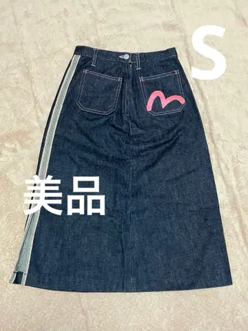 EVISU 에비수 새상품급 데님 스커트 핑크 갈매기 사이즈 36