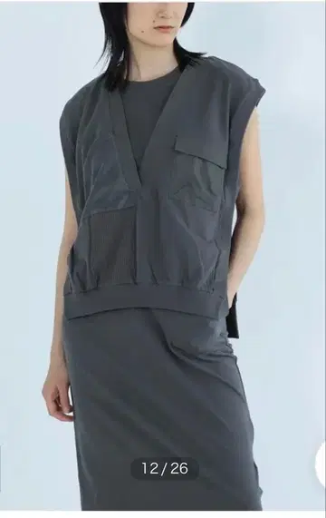 야마다야 그레이 슬리브리스 롱 원피스