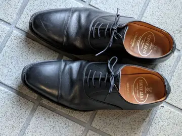 HIROKAWA SCOTCH GRAIN 블랙 가죽 신발 25 EEE