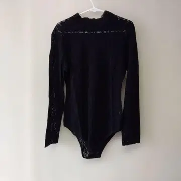 블랙 레이스 긴팔 바디수트
