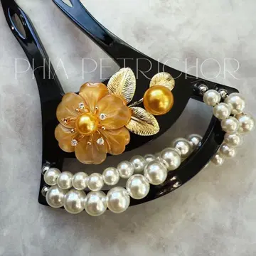 머리 장식 헤어콤 바치형 펄 비녀