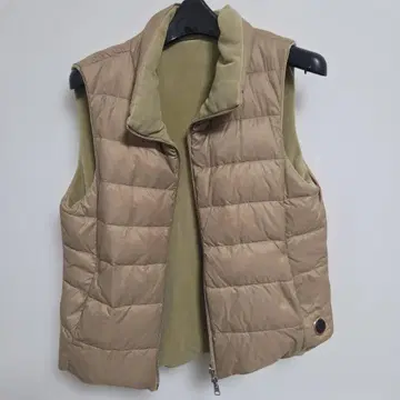 베이지 퀼팅 다운 베스트