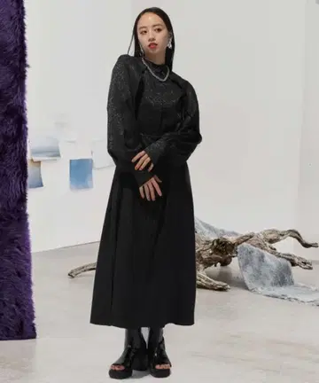 HARE 하레 자카드 볼륨 소매 원피스