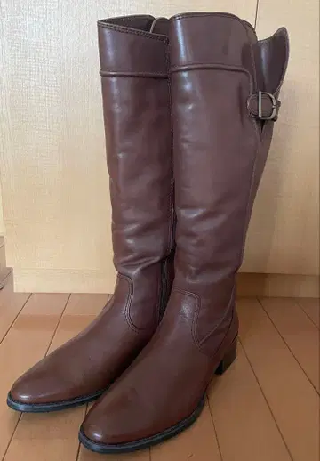 쿠미쿄쿠 다크 브라운 천연 가죽 롱 부츠