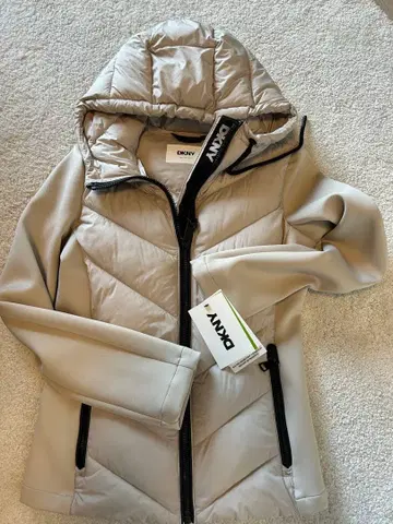 DKNY 후드 부착 다운 자켓 S 베이지