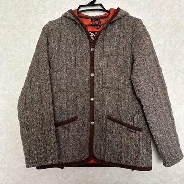 라벤햄 퀼팅 자켓 브라운 울 트위드 헤링본