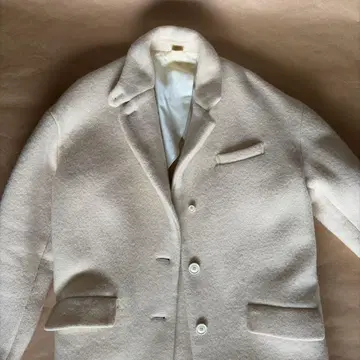 새상품급 론 헤르만 체스터 코트 울 캐시미어 크림 화이트 넉넉한 핏