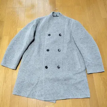 MUJI 캐시미어 혼방 노카라 코트 여성 라이트 그레이 XL