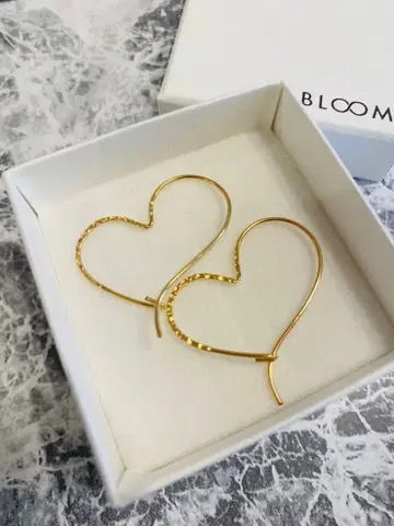 [ BLOOM ] K14 골드필드 하트 모티브 귀걸이