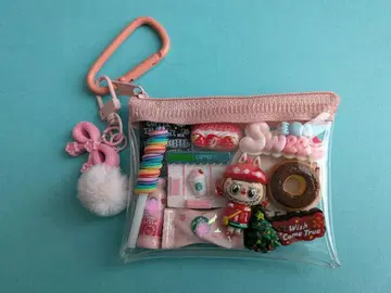 가챠풍 파우치 캔디 백 키링 크리스마스 카페 핑크