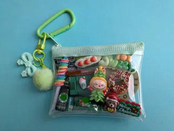 가챠풍 파우치 캔디 백 키링 크리스마스 카페 그린
