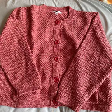 유니클로 핑크 니트 버튼 가디건 니트 자켓
