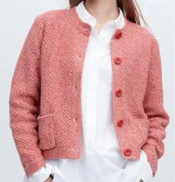 유니클로 핑크 니트 버튼 가디건 니트 자켓