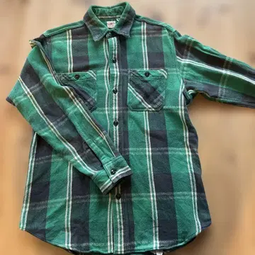 슈가케인 그린 블랙 체크 긴팔 플란넬 셔츠 M