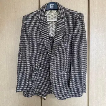 테일러드 자켓 그레이 체크 울 M 이탈리아제