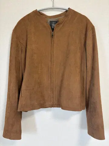 브라운 노카라 자켓 스웨이드풍