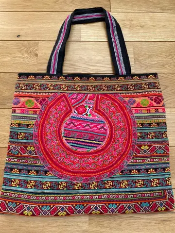 치앙마이 구매 몽족 수제 자수 토트백 에스닉 민족 천 하나뿐인 아이템