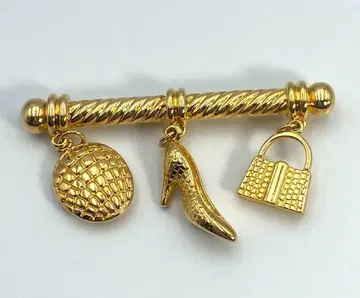MONET 모네 골드 브로치 3 참 신발 가방 각인 빈티지