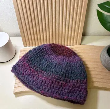 손뜨개질 니트 모자 그라데이션 컬러