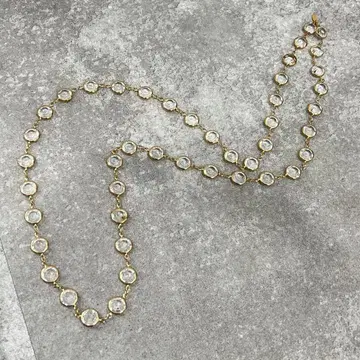 새상품급 스와로브스키 롱 목걸이 클리어 스톤 골드